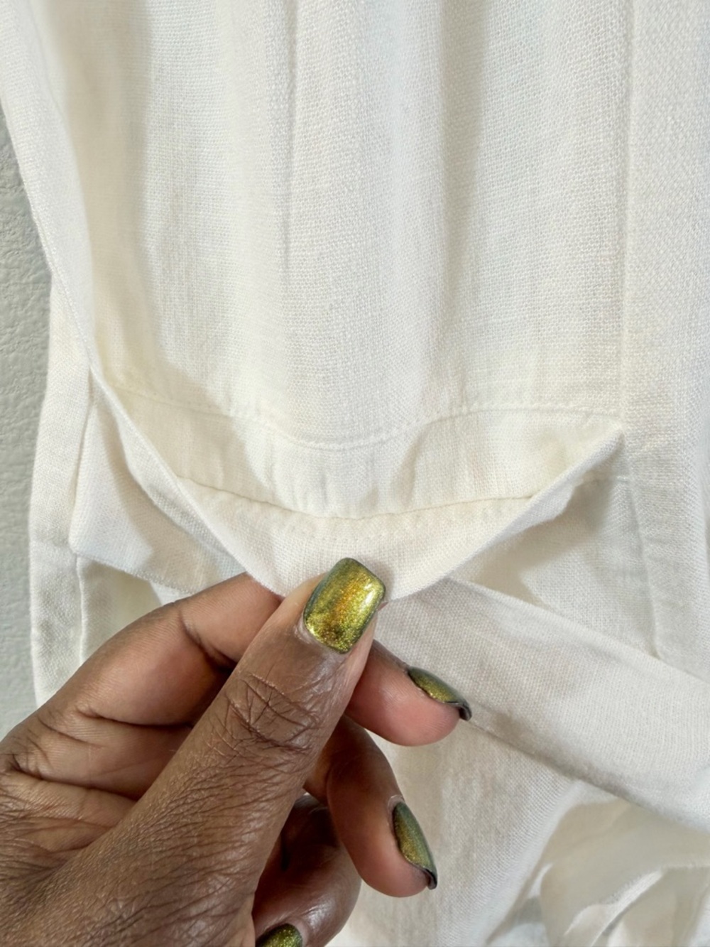 A New Day White Linen Dress Size L Sleeveless Belted Button Front Summer Casual - Picture 2 of 10